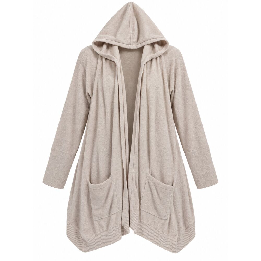 Barefoot Dreams CozyChic Ultra Lite Hooded Cardigan Beige Small